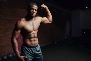 A well-muscled man with his shirt off.